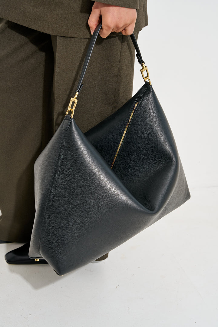 Bevel grained-leather bag