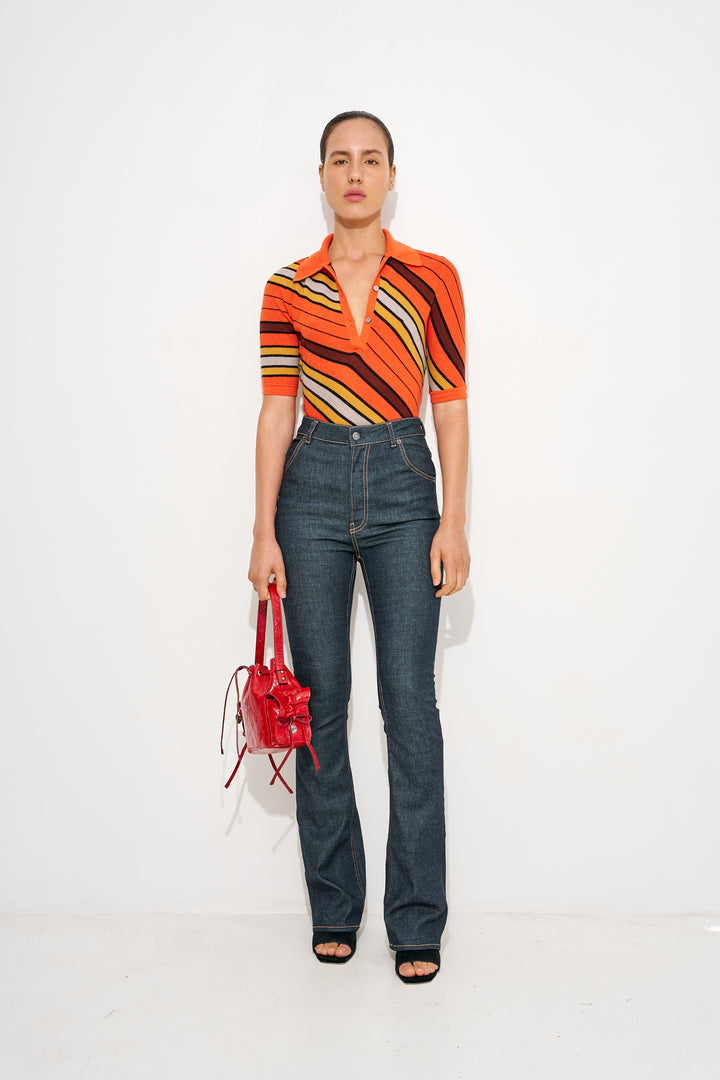 High-rise flared pants
