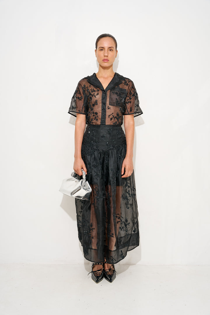 Embellished Technical Organza Shirt