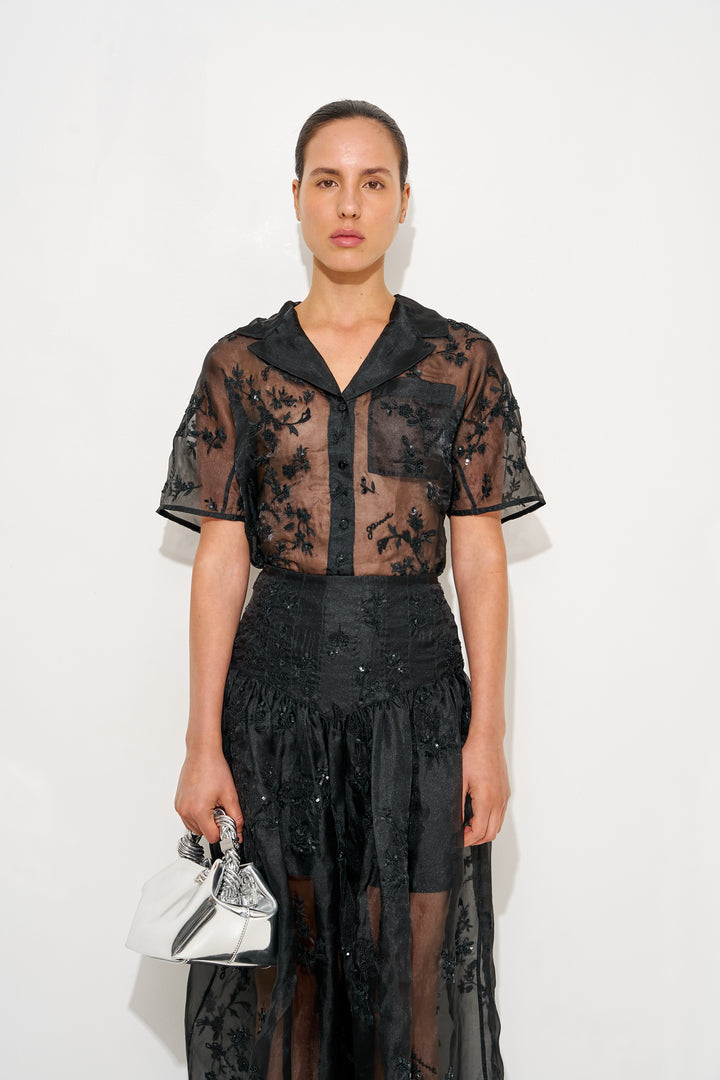 Embellished Technical Organza Shirt