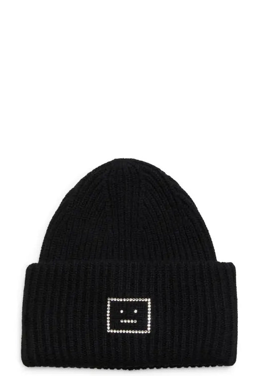 Embellished face logo beanie