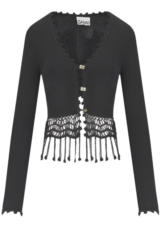 Shiny Viscose Crochet Cardigan