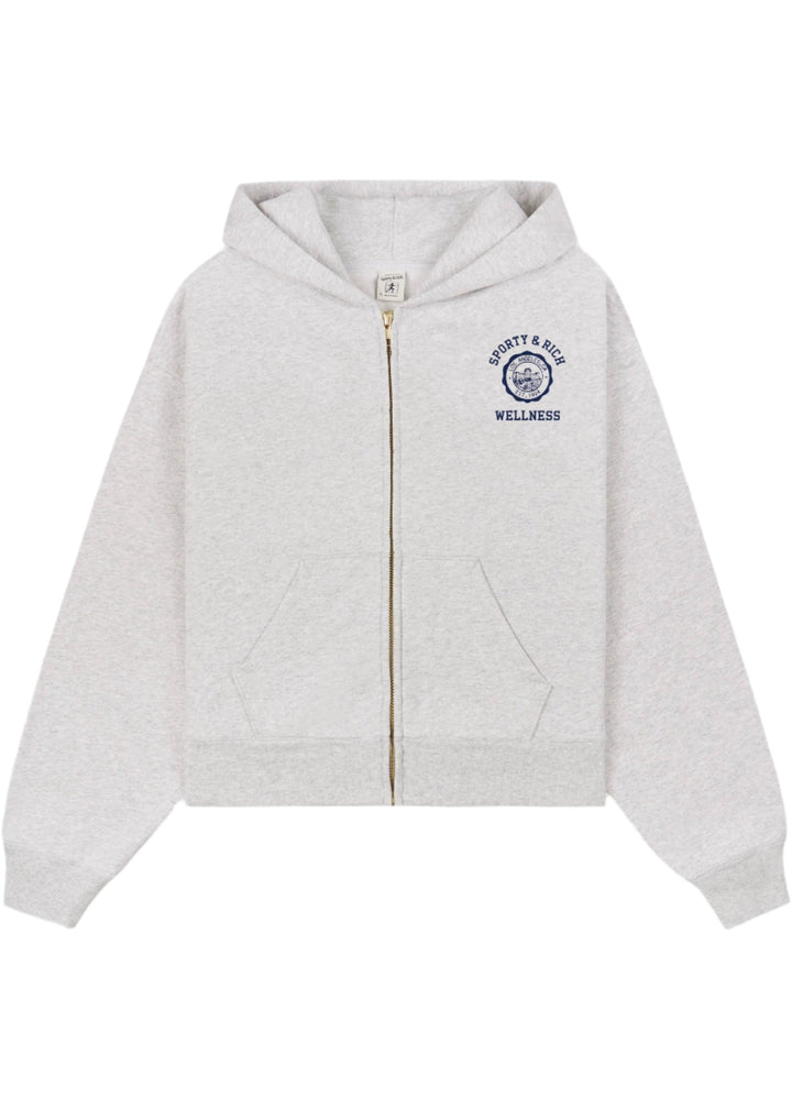 Emblem Cropped Zipped Hoodie