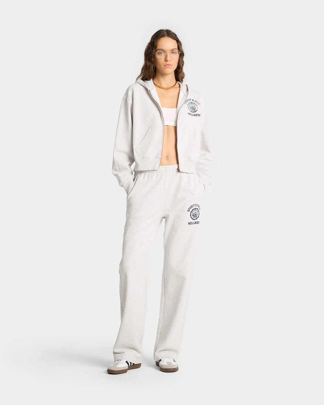 Emblem Cropped Zipped Hoodie