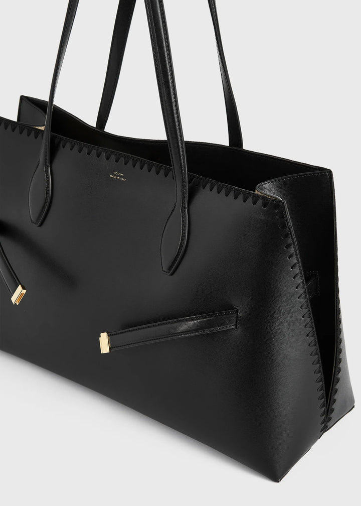 Embroidered leather lounge tote