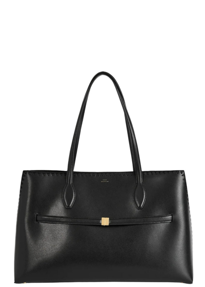 Embroidered leather lounge tote