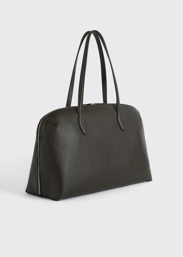 Grained-leather day tote
